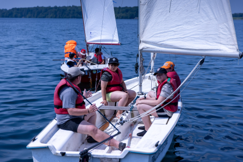 Activité bateau voile avec l'équipe du Coga au Lac de l'Eau d'Heure.