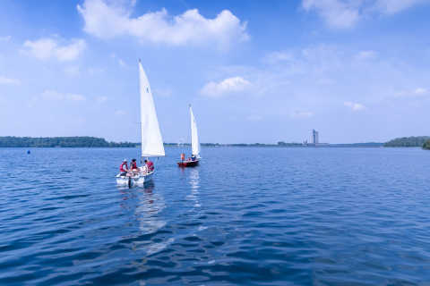 Activité bateau voile avec l'équipe du Coga au Lac de l'Eau d'Heure.
