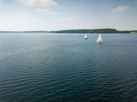 Activité bateau voile avec l'équipe du Coga au Lac de l'Eau d'Heure.