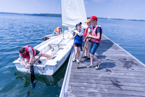 Activité bateau voile avec l'équipe du Coga au Lac de l'Eau d'Heure.